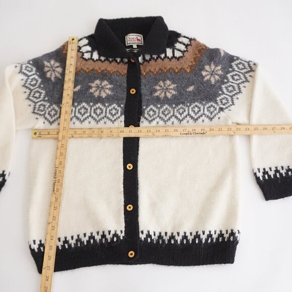 Vintage Alpaca Connections Wool Cardigan Fair Isle Cabincore Old Money L - Picture 3 of 10